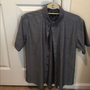 Grey print short sleeve button down